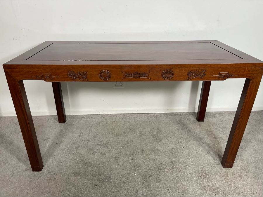 Vintage Chinese Carved Blackwood Rosewood Altar Table 60W X 28D X 33H Retailed $1,050 In 1983 [Photo 1]