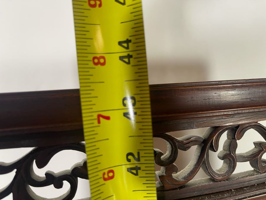 Outstanding Vintage Chinese Freestanding Intricately Carved Rosewood Mirror Flanked By Carved Foo Dogs - 31W X 12D X 43H - Must See In Person [Photo 30]