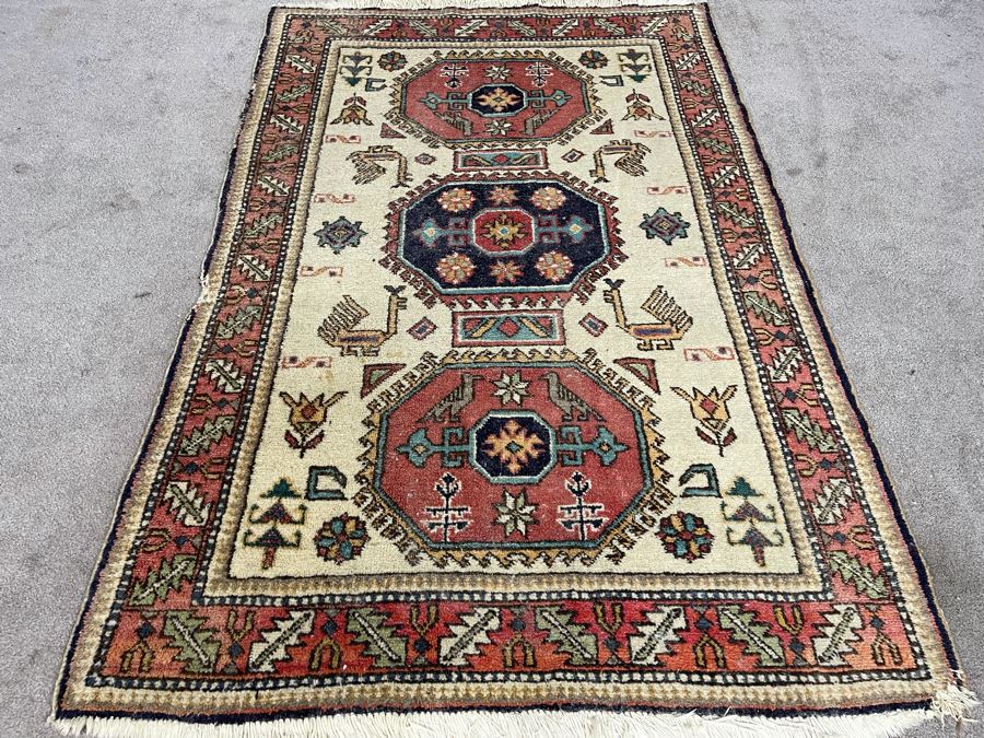 Vintage Hand Woven Wool Persian Rug From Iran 41 X 63 [Photo 3]