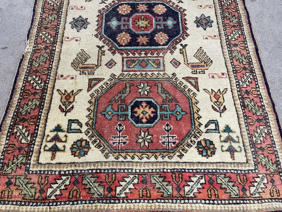 Vintage Hand Woven Wool Persian Rug From Iran 41 X 63 [Photo 5]