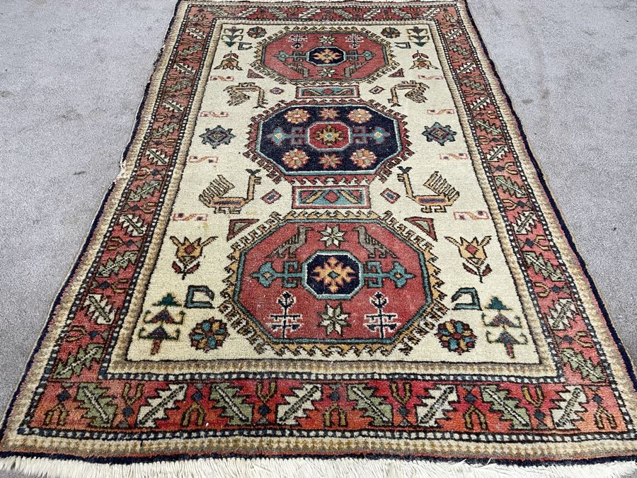 Vintage Hand Woven Wool Persian Rug From Iran 41 X 63 [Photo 4]