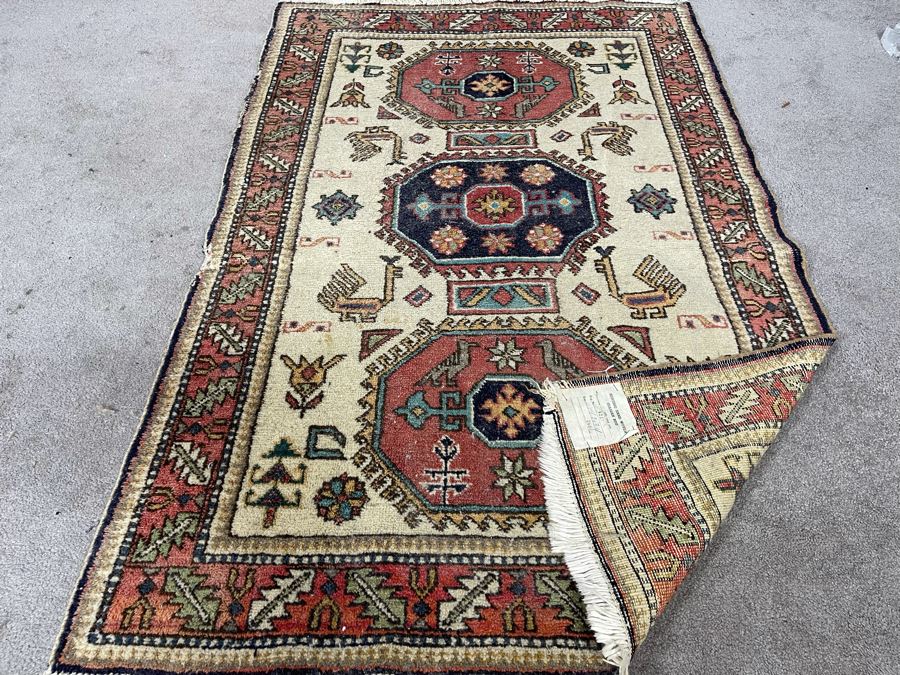 Vintage Hand Woven Wool Persian Rug From Iran 41 X 63 [Photo 11]