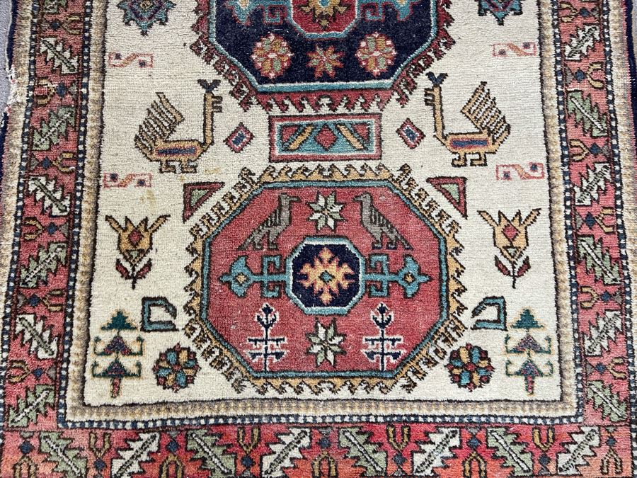 Vintage Hand Woven Wool Persian Rug From Iran 41 X 63