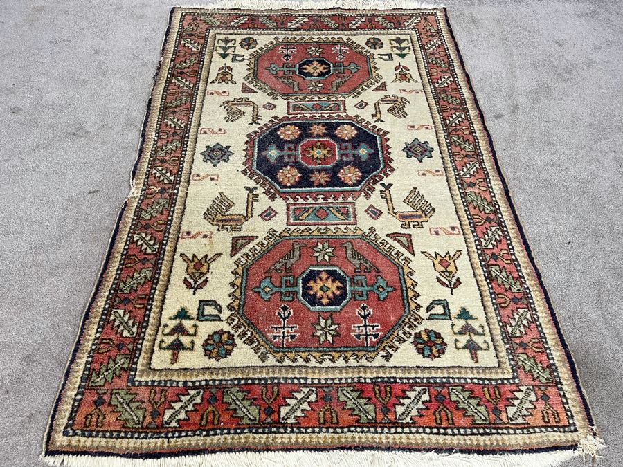 Vintage Hand Woven Wool Persian Rug From Iran 41 X 63 [Photo 2]