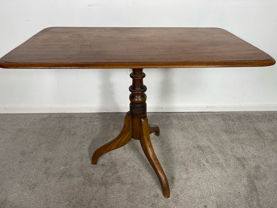 Antique Tilt Top Rectangular Pedestal Table 36W X 20.5D X 29H [Photo 8]