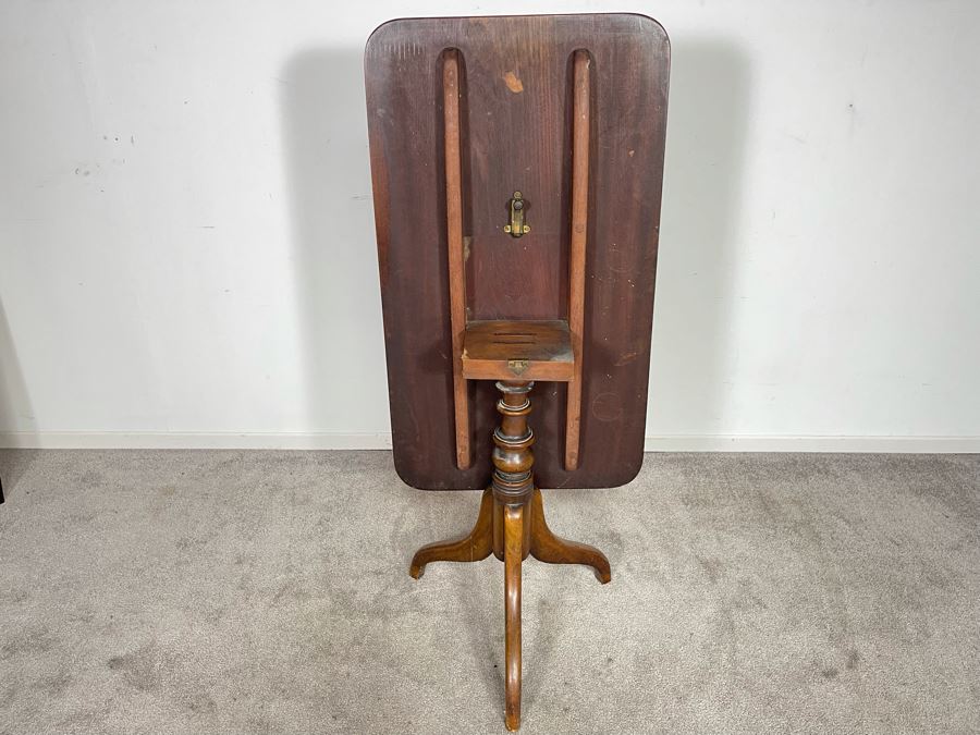 Antique Tilt Top Rectangular Pedestal Table 36W X 20.5D X 29H [Photo 9]