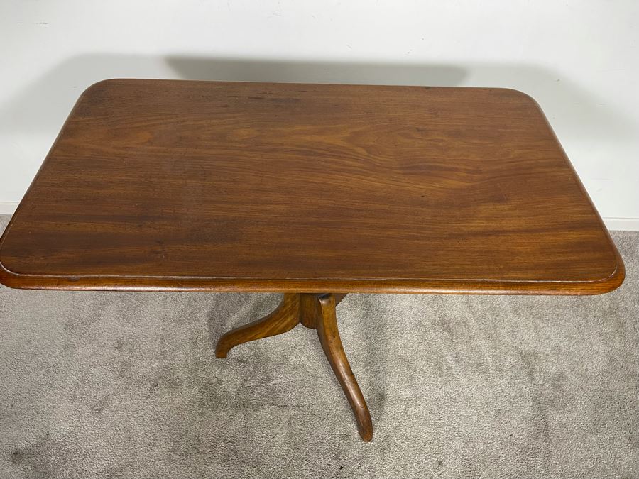 Antique Tilt Top Rectangular Pedestal Table 36W X 20.5D X 29H [Photo 7]