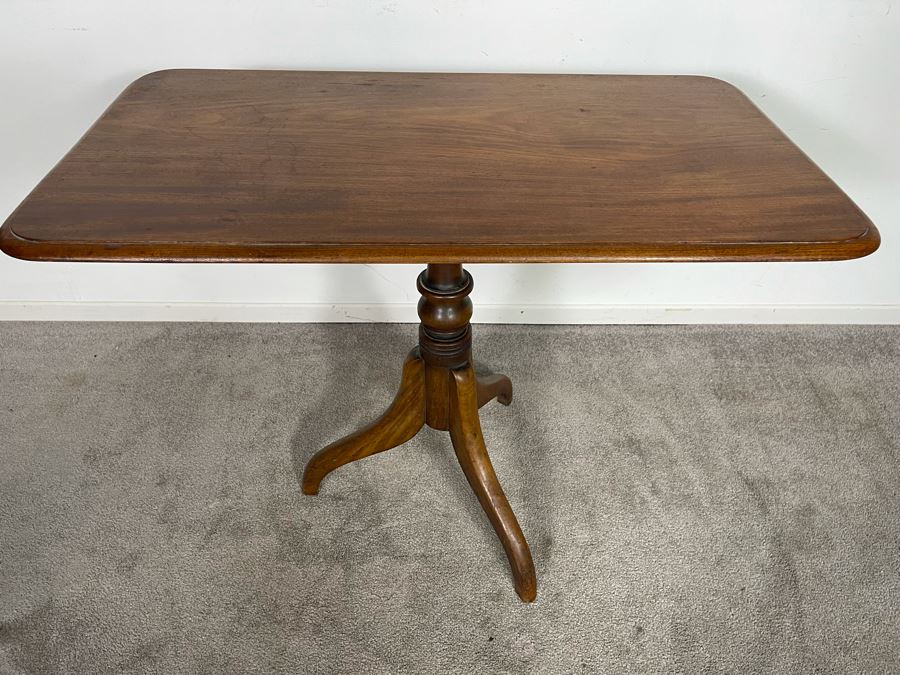 Antique Tilt Top Rectangular Pedestal Table 36W X 20.5D X 29H [Photo 6]