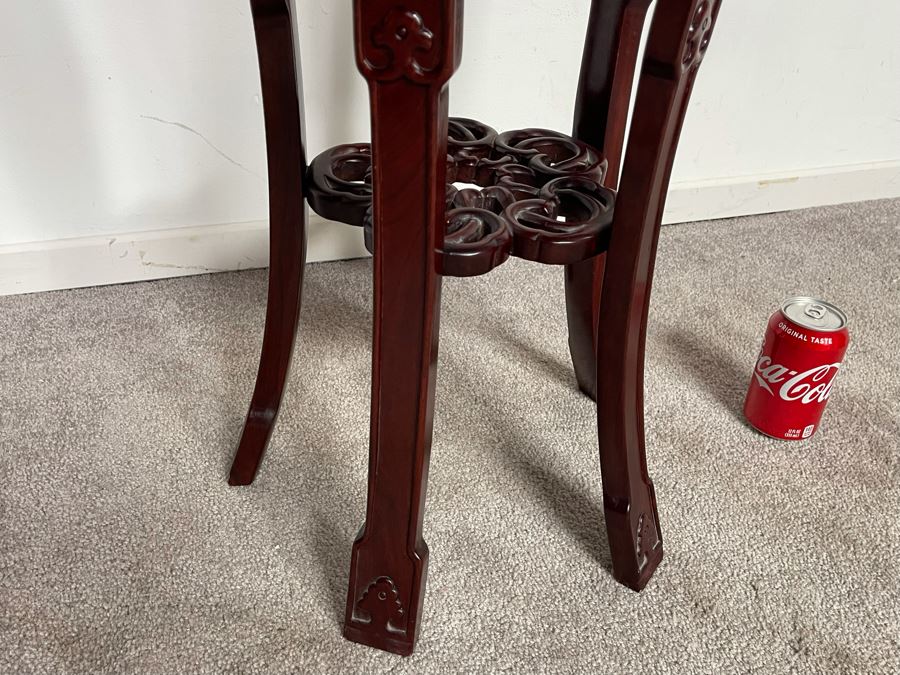 Vintage Chinese Carved Rosewood Fern Stand 36H [Photo 6]