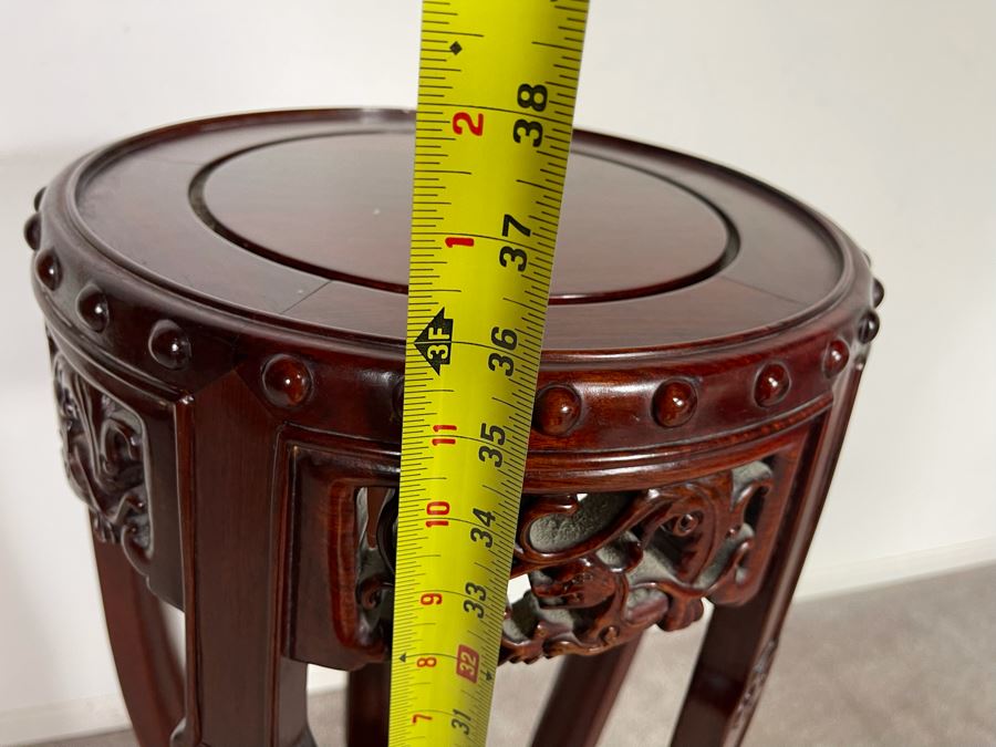 Vintage Chinese Carved Rosewood Fern Stand 36H [Photo 11]
