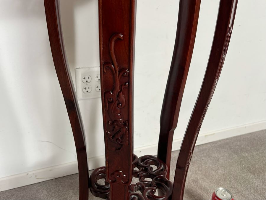 Vintage Chinese Carved Rosewood Fern Stand 36H [Photo 5]