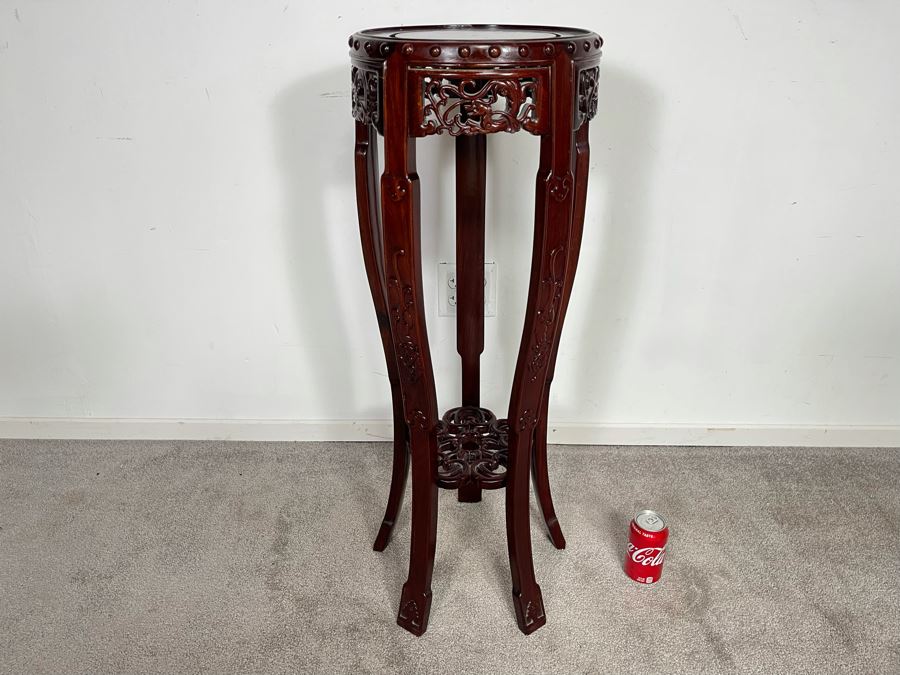 Vintage Chinese Carved Rosewood Fern Stand 36H [Photo 1]