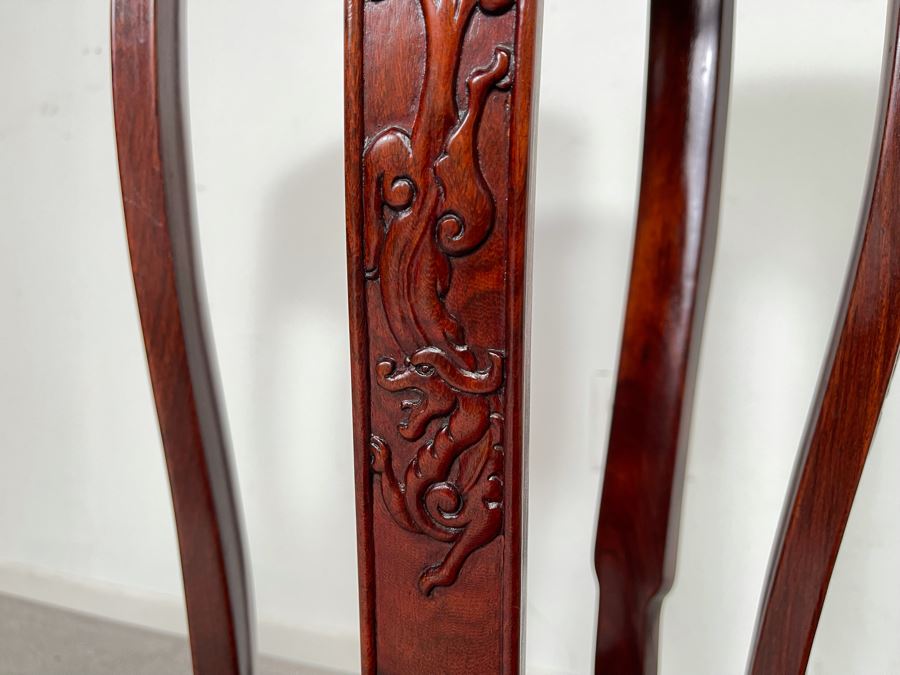 Vintage Chinese Carved Rosewood Fern Stand 36H [Photo 9]