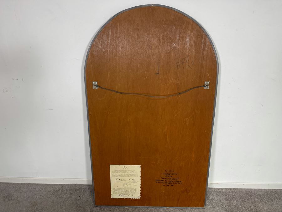 Very Heavy Beveled Glass Mirror With Etched Glass Border In Black And Gold Frame 33 X 44 [Photo 12]