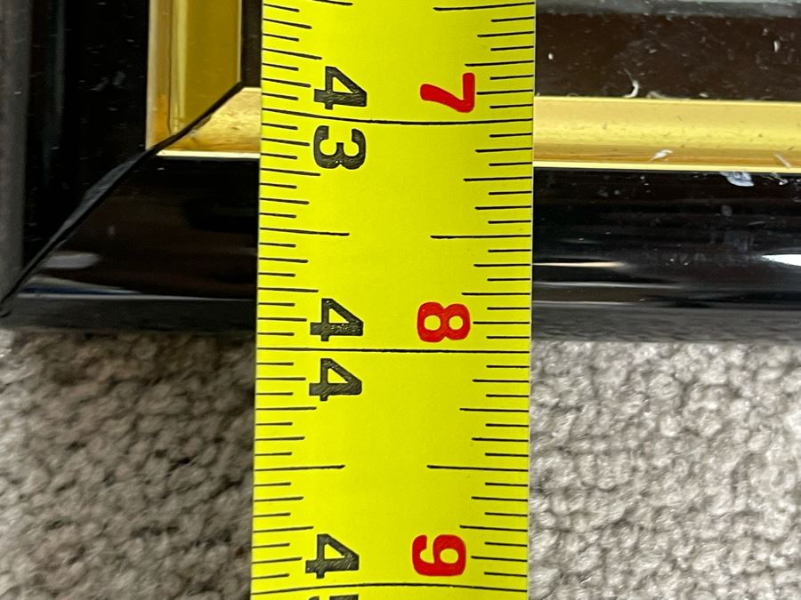 Very Heavy Beveled Glass Mirror With Etched Glass Border In Black And Gold Frame 33 X 44 [Photo 10]