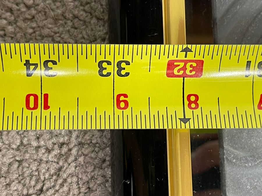 Very Heavy Beveled Glass Mirror With Etched Glass Border In Black And Gold Frame 33 X 44 [Photo 9]