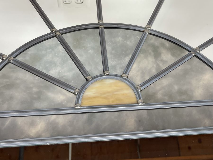 Vintage 1973 Carvers' Guild Stained Glass Wall Mirror Titled 'Georgian Arch' Designed By Carol Canner Crafted By Fred Schilbach In 1986 [Photo 8]