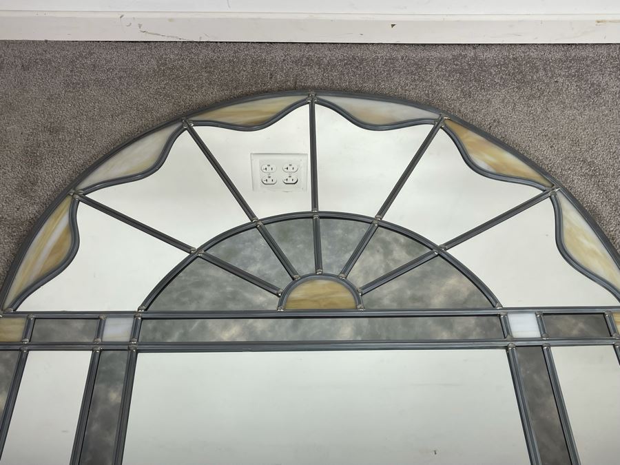 Vintage 1973 Carvers' Guild Stained Glass Wall Mirror Titled 'Georgian Arch' Designed By Carol Canner Crafted By Fred Schilbach In 1986 [Photo 7]