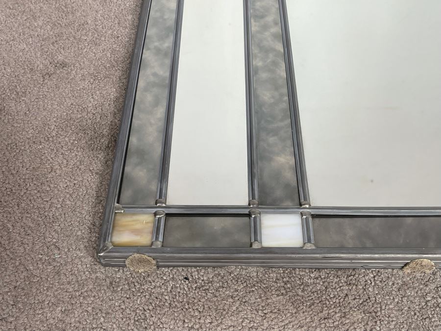 Vintage 1973 Carvers' Guild Stained Glass Wall Mirror Titled 'Georgian Arch' Designed By Carol Canner Crafted By Fred Schilbach In 1986 [Photo 6]