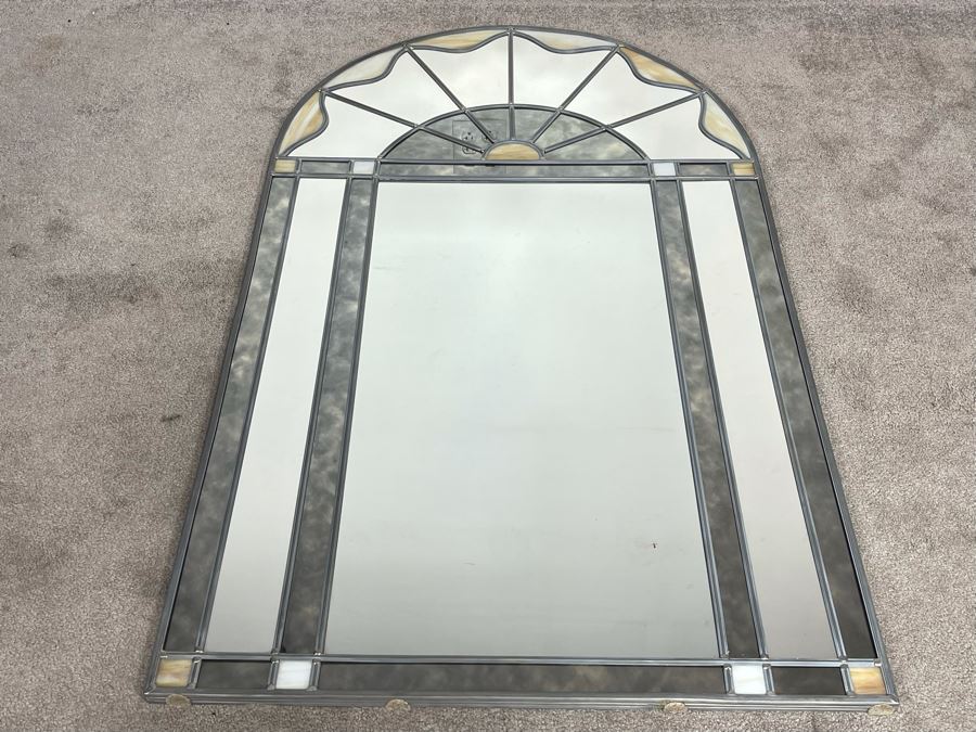 Vintage 1973 Carvers' Guild Stained Glass Wall Mirror Titled 'Georgian Arch' Designed By Carol Canner Crafted By Fred Schilbach In 1986 [Photo 5]