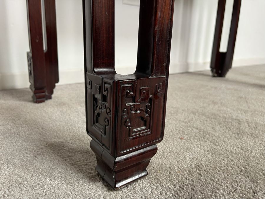 Vintage Chinese Carved Blackwood Rosewood Console Entry Table 37W X 18.5D X 33H [Photo 8]