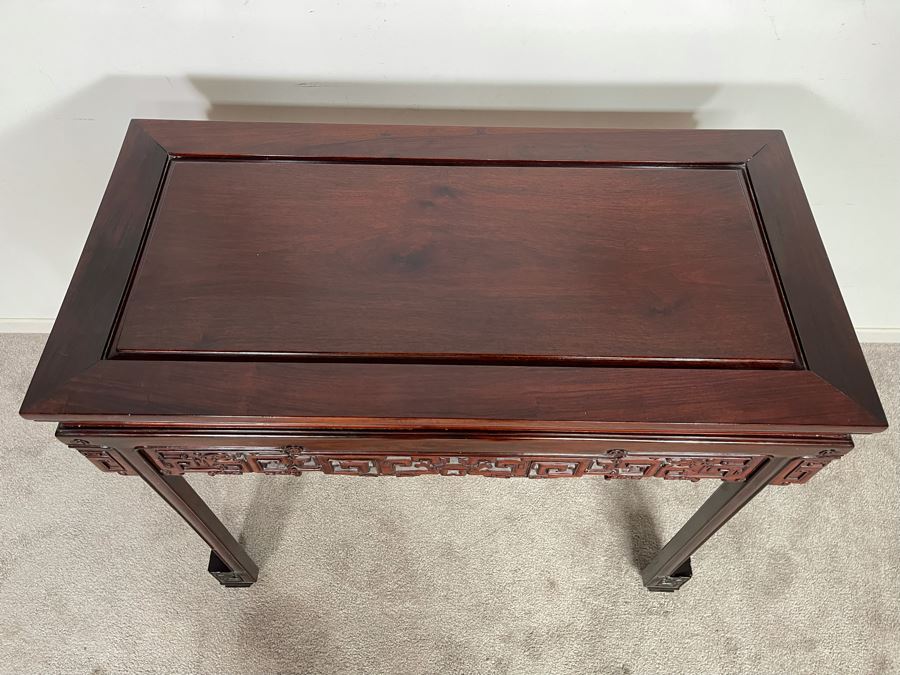 Vintage Chinese Carved Blackwood Rosewood Console Entry Table 37W X 18.5D X 33H [Photo 10]
