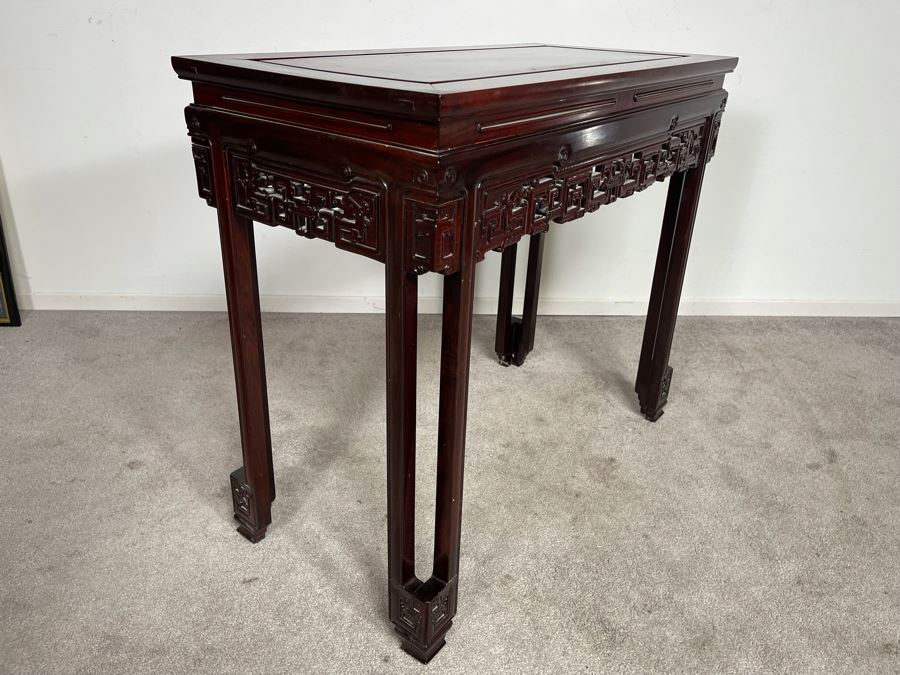 Vintage Chinese Carved Blackwood Rosewood Console Entry Table 37W X 18.5D X 33H [Photo 11]