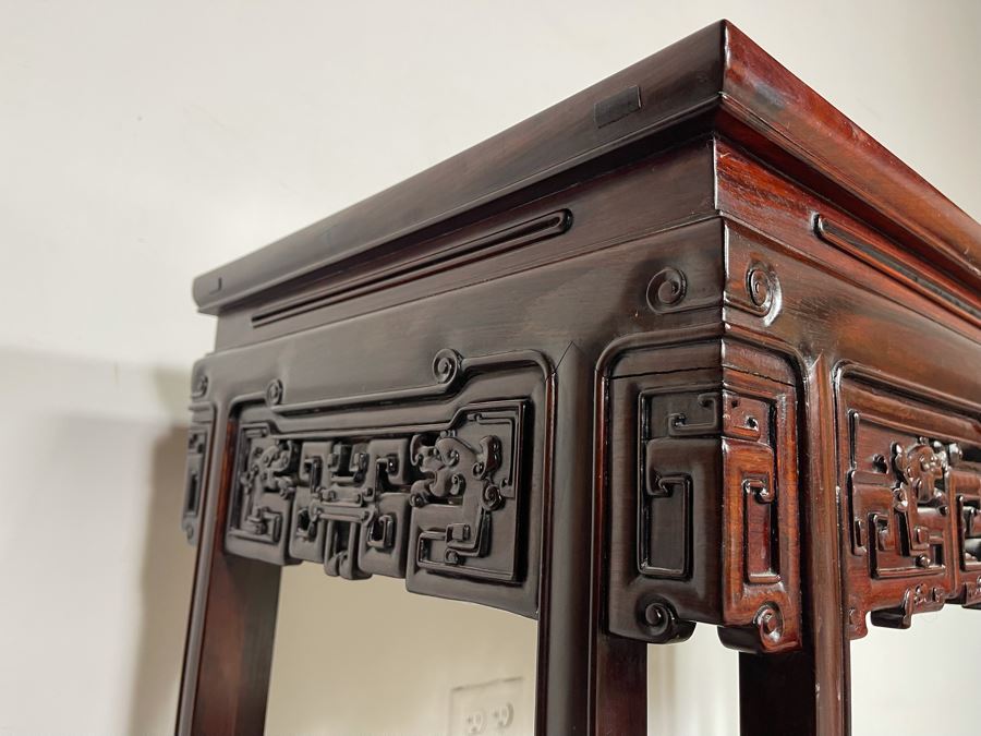 Vintage Chinese Carved Blackwood Rosewood Console Entry Table 37W X 18.5D X 33H [Photo 9]