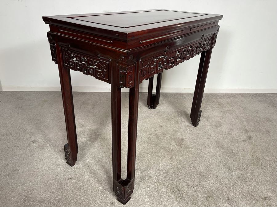 Vintage Chinese Carved Blackwood Rosewood Console Entry Table 37W X 18.5D X 33H [Photo 12]