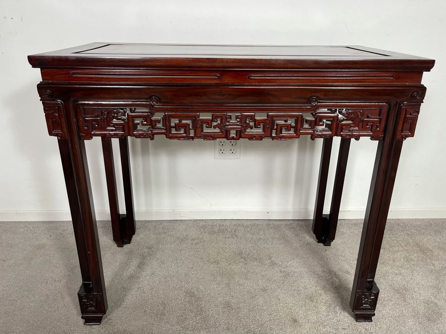 Vintage Chinese Carved Blackwood Rosewood Console Entry Table 37W X 18.5D X 33H [Photo 1]