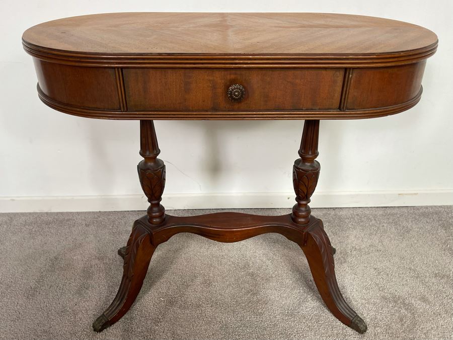 Antique Oval Side Table With Drawer 27W X 14D X 24H [Photo 1]