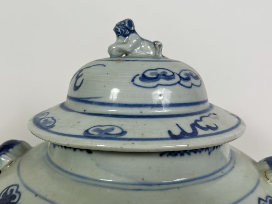 Antique Chinese Porcelain Blue And White Dragon Ginger Jar 18H X 10W With Certificate Of Antiquity [Photo 6]