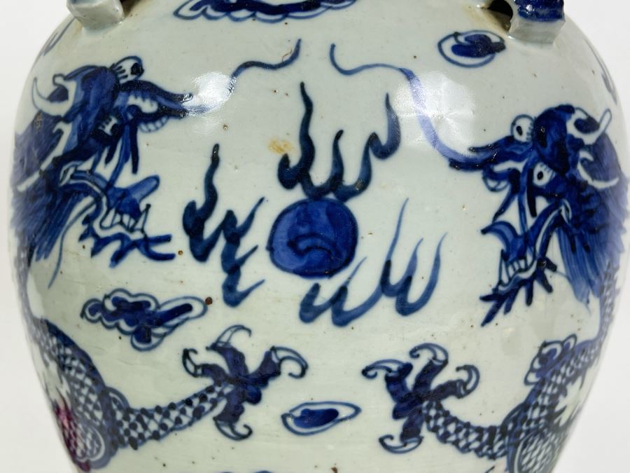 Antique Chinese Porcelain Blue And White Dragon Ginger Jar 18H X 10W With Certificate Of Antiquity [Photo 26]