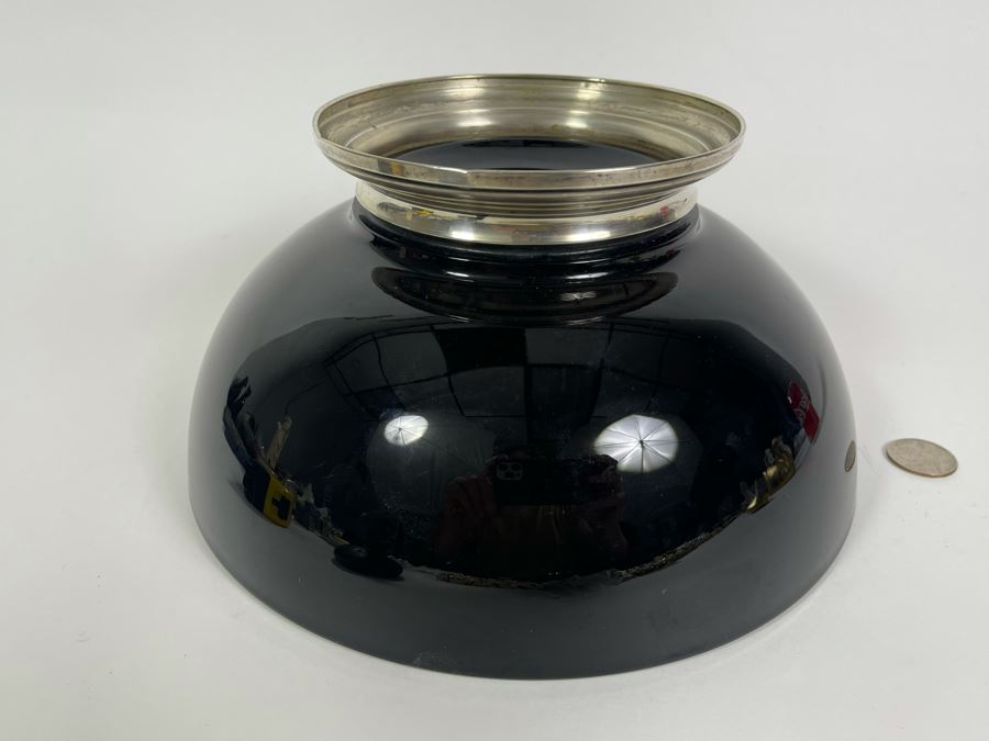 Sterling Silver Footed Black Crystal Glass Bowl 10W X 5H [Photo 6]