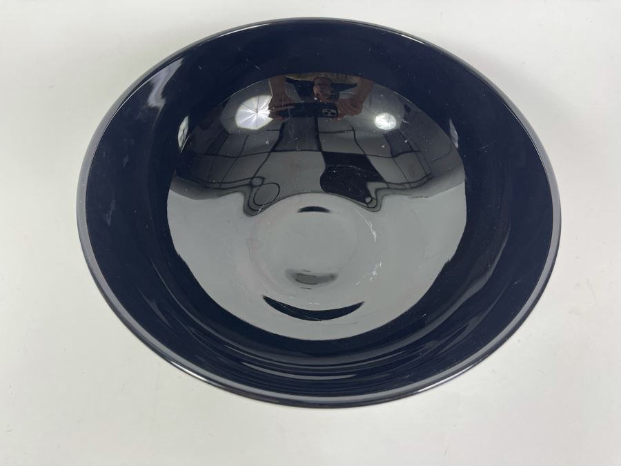 Sterling Silver Footed Black Crystal Glass Bowl 10W X 5H [Photo 5]