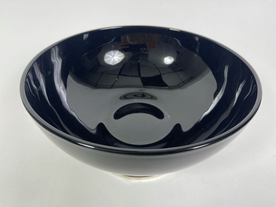 Sterling Silver Footed Black Crystal Glass Bowl 10W X 5H [Photo 4]