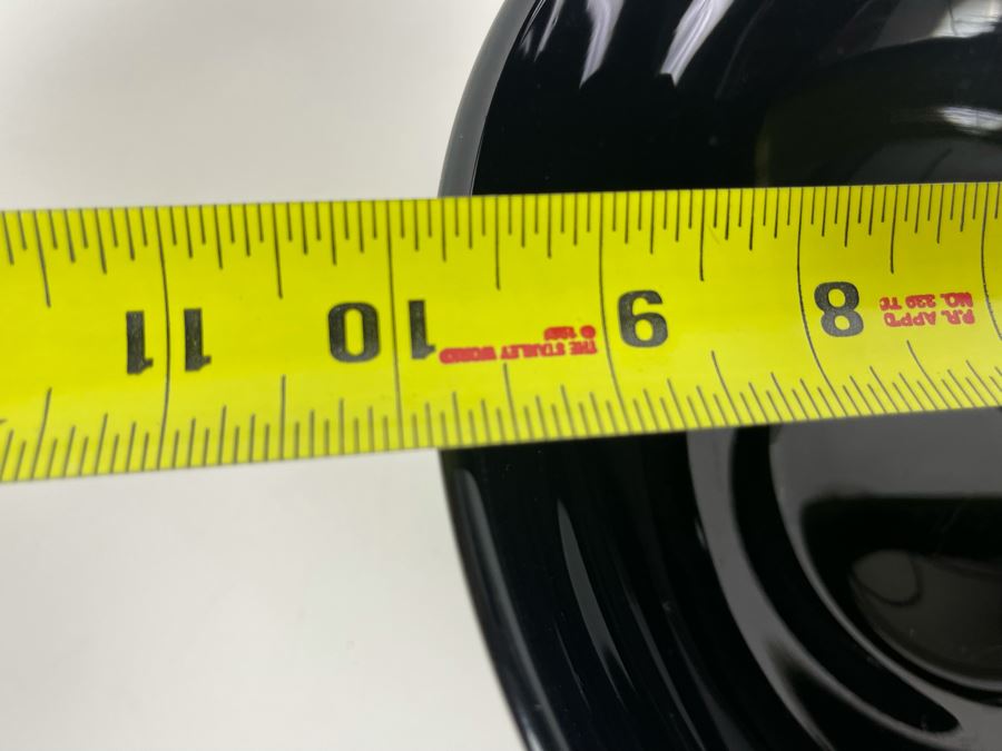 Sterling Silver Footed Black Crystal Glass Bowl 10W X 5H [Photo 7]