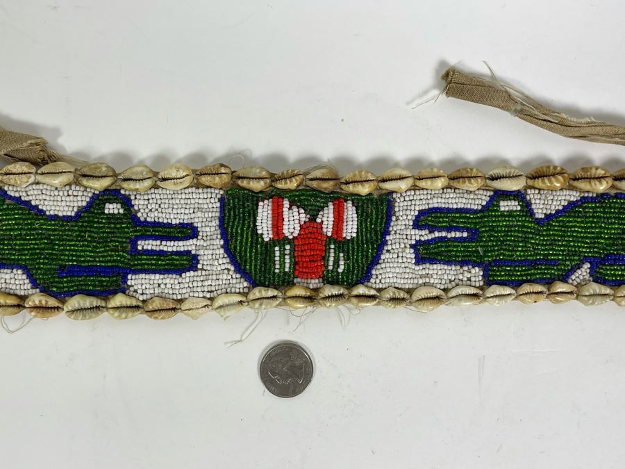 Vintage Handmade African Beaded Belt With Cowrie Shells (Beaded Portion Is 28L) [Photo 4]