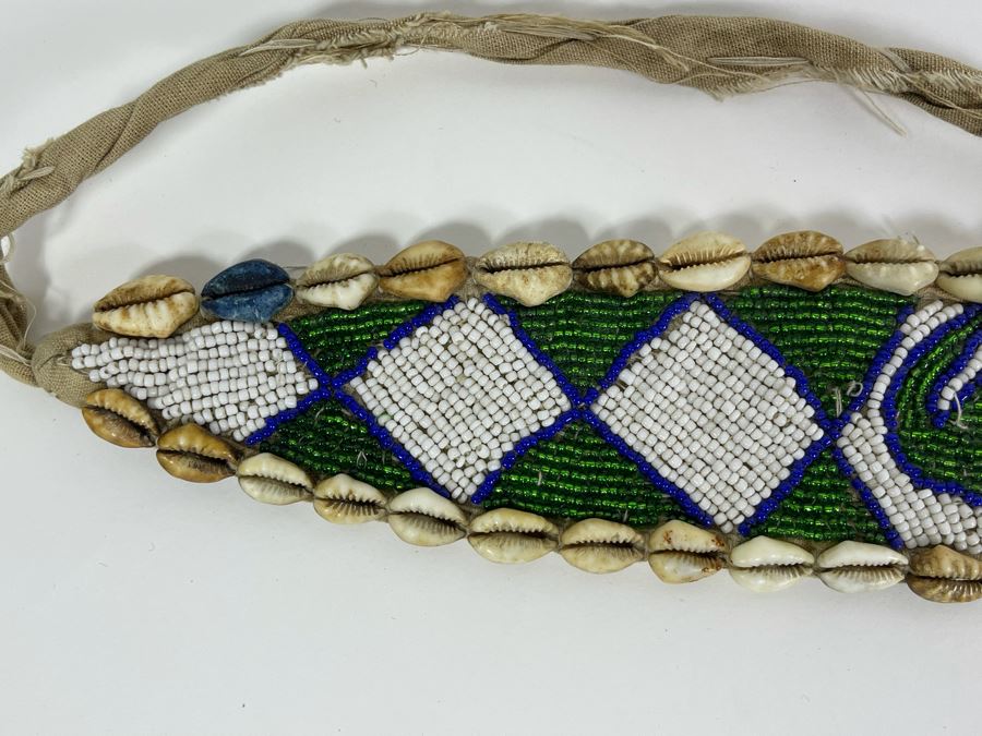 Vintage Handmade African Beaded Belt With Cowrie Shells (Beaded Portion Is 28L) [Photo 8]