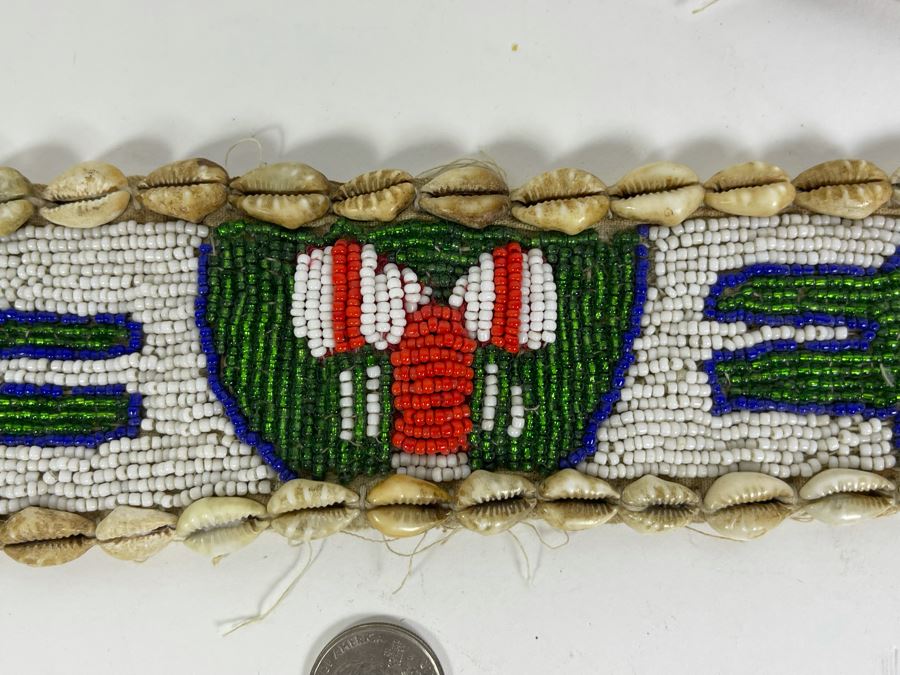 Vintage Handmade African Beaded Belt With Cowrie Shells (Beaded Portion Is 28L) [Photo 5]