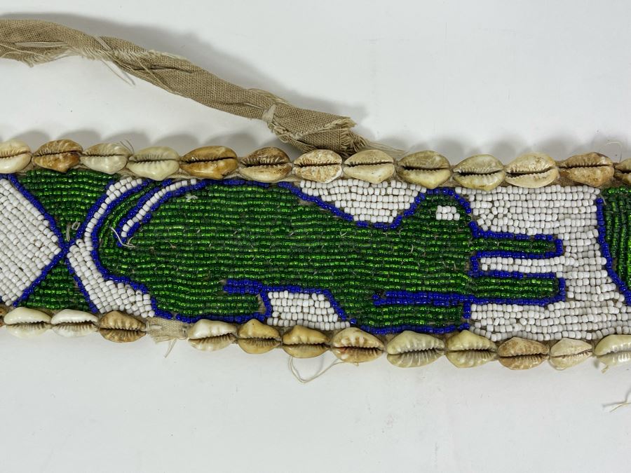 Vintage Handmade African Beaded Belt With Cowrie Shells (Beaded Portion Is 28L) [Photo 7]