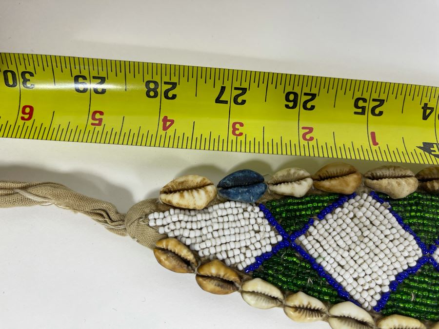 Vintage Handmade African Beaded Belt With Cowrie Shells (Beaded Portion Is 28L) [Photo 10]