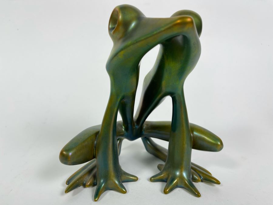 Zsolnay Hungary Art Deco Large Eosin Green Frog Figurine (1930-1950) 6.5H [Photo 10]