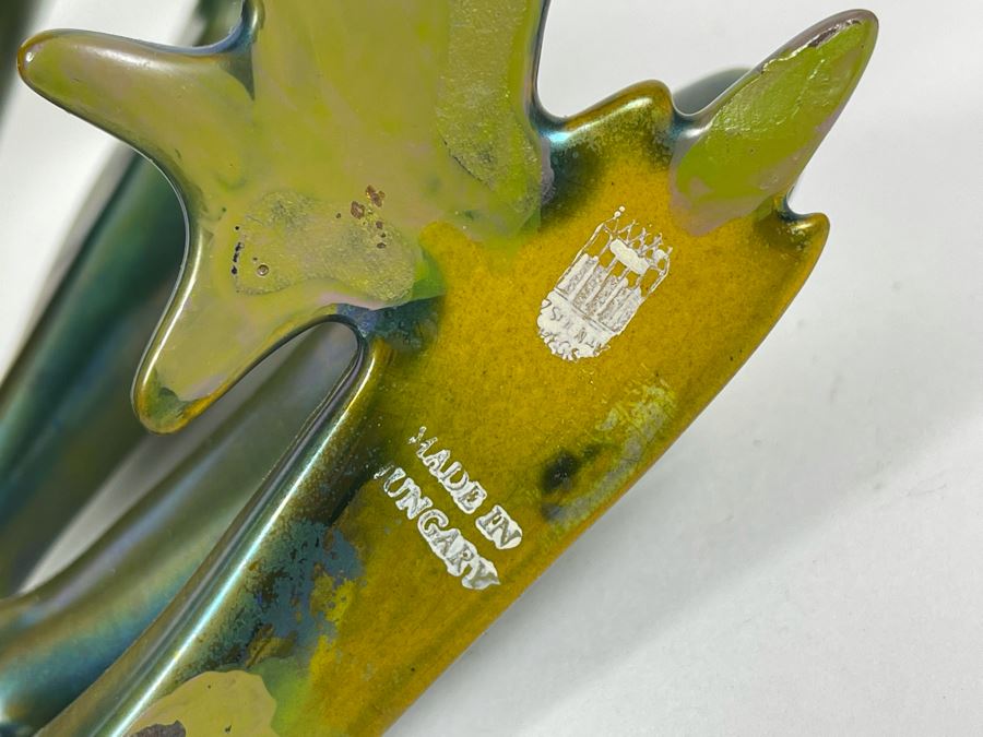 Zsolnay Hungary Art Deco Large Eosin Green Frog Figurine (1930-1950) 6.5H [Photo 12]