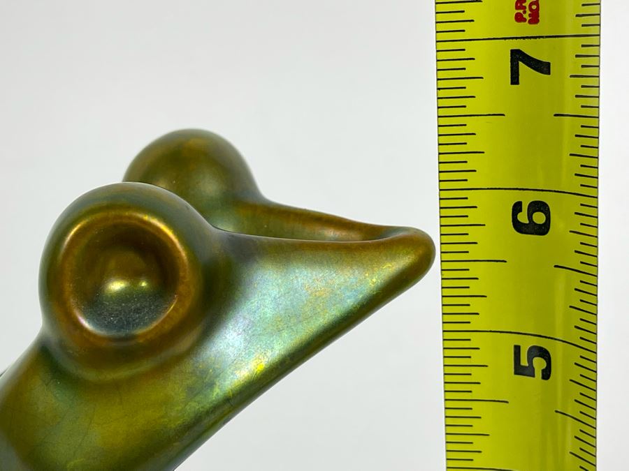 Zsolnay Hungary Art Deco Large Eosin Green Frog Figurine (1930-1950) 6.5H [Photo 14]