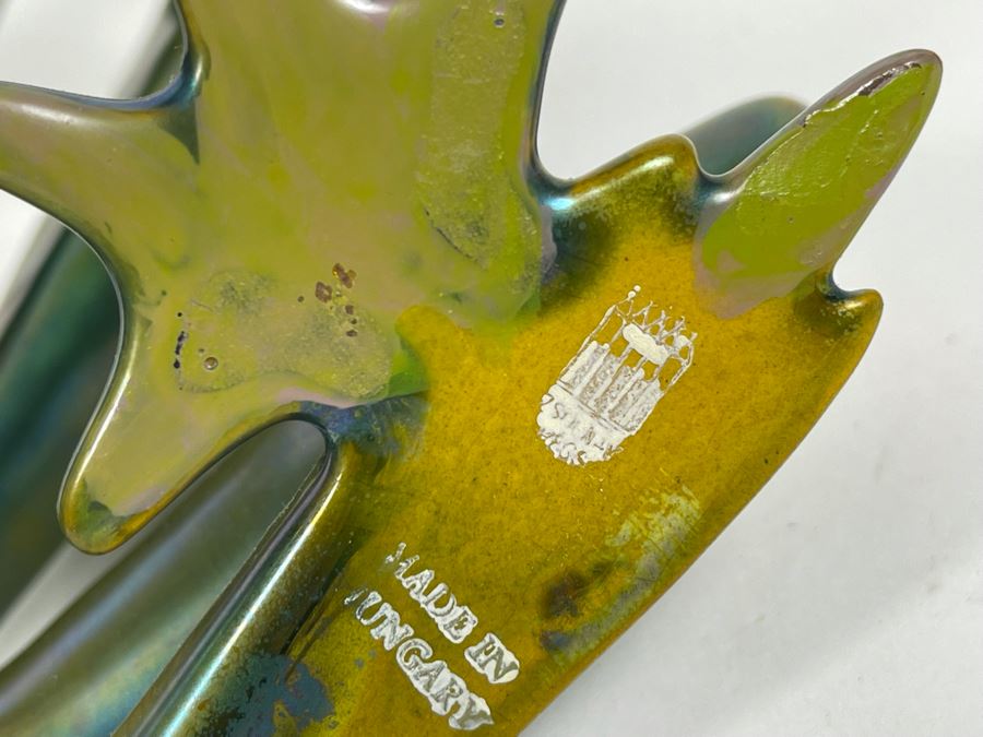 Zsolnay Hungary Art Deco Large Eosin Green Frog Figurine (1930-1950) 6.5H [Photo 13]