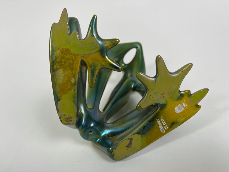 Zsolnay Hungary Art Deco Large Eosin Green Frog Figurine (1930-1950) 6.5H [Photo 11]