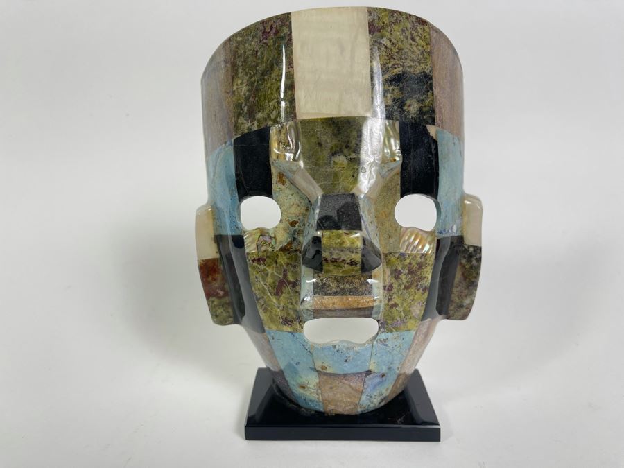 Inlaid Stone Turquoise Mask Sculpture 6.5W X 4D X 8.5H [Photo 1]