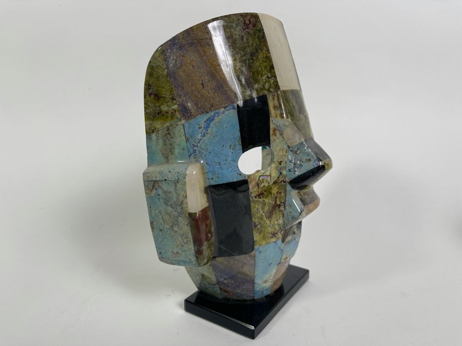 Inlaid Stone Turquoise Mask Sculpture 6.5W X 4D X 8.5H [Photo 5]
