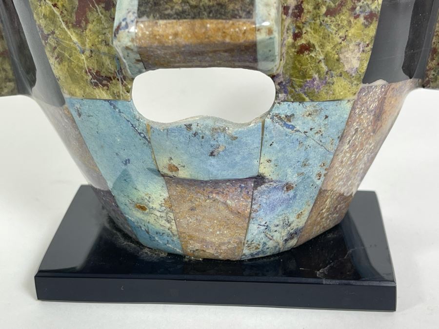 Inlaid Stone Turquoise Mask Sculpture 6.5W X 4D X 8.5H [Photo 4]